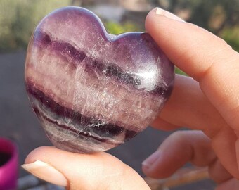 rainbow fluorite heart, crystal healing, fluorite stone, green fluorite, purple fluorite, witch stuff