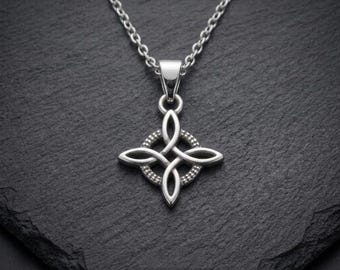 Witch Knot Necklace, Wiccan Protection Amulet, Pagan Jewelry, Witchcraft Pendant, Mystic Minimalist Charm, Witchy Gift for Her