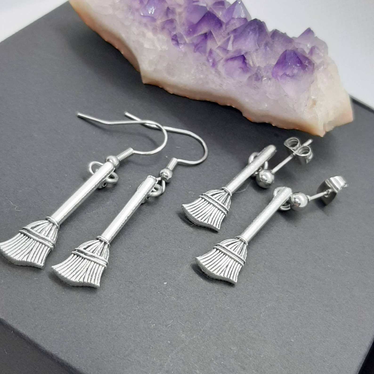Witch's Broom Earrings Witch Jewelry Gothic Earrings Etsy