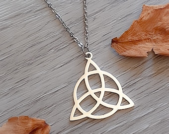 triquetra necklace, irish trinity knot, stainless steel triquetra, witch jewelry,  pagan necklace, witch necklace