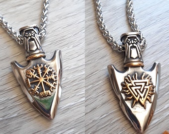 Viking necklace,Odin necklace,vegvisir necklace, vegvisir stainless steel,  valknut necklace