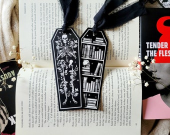 Coffin Bookmark with tassel - Mystery Skulls Book Mark - Spooky Season - Witchcraft Books - Bookish Merch - Halloween Bookmark - Gothic Gift