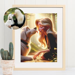 Personalized Cartoon Pet Portrait, Pet and Owner Portrait, Pet Cartoon, Wall Art Gift for Pet Lovers, Digital Downloads