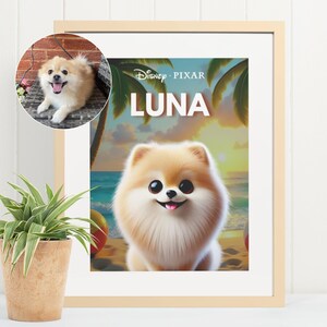 Custom Pixar Pet Poster | Cartoon Pet | Pixar-Inspired Caricature | Personalized Digital Pet Gift | Custom Dog Print