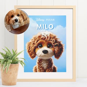 Custom Pixar Pet Poster, Cartoon Pet Portrait, Pixar-Inspired Caricature, Personalized Digital Pet Gift, Pet Lover Gifts, Custom Dog Art
