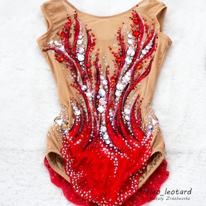 Rhythmic gymnastics leotard RedLeo to order / Competition leotard custom