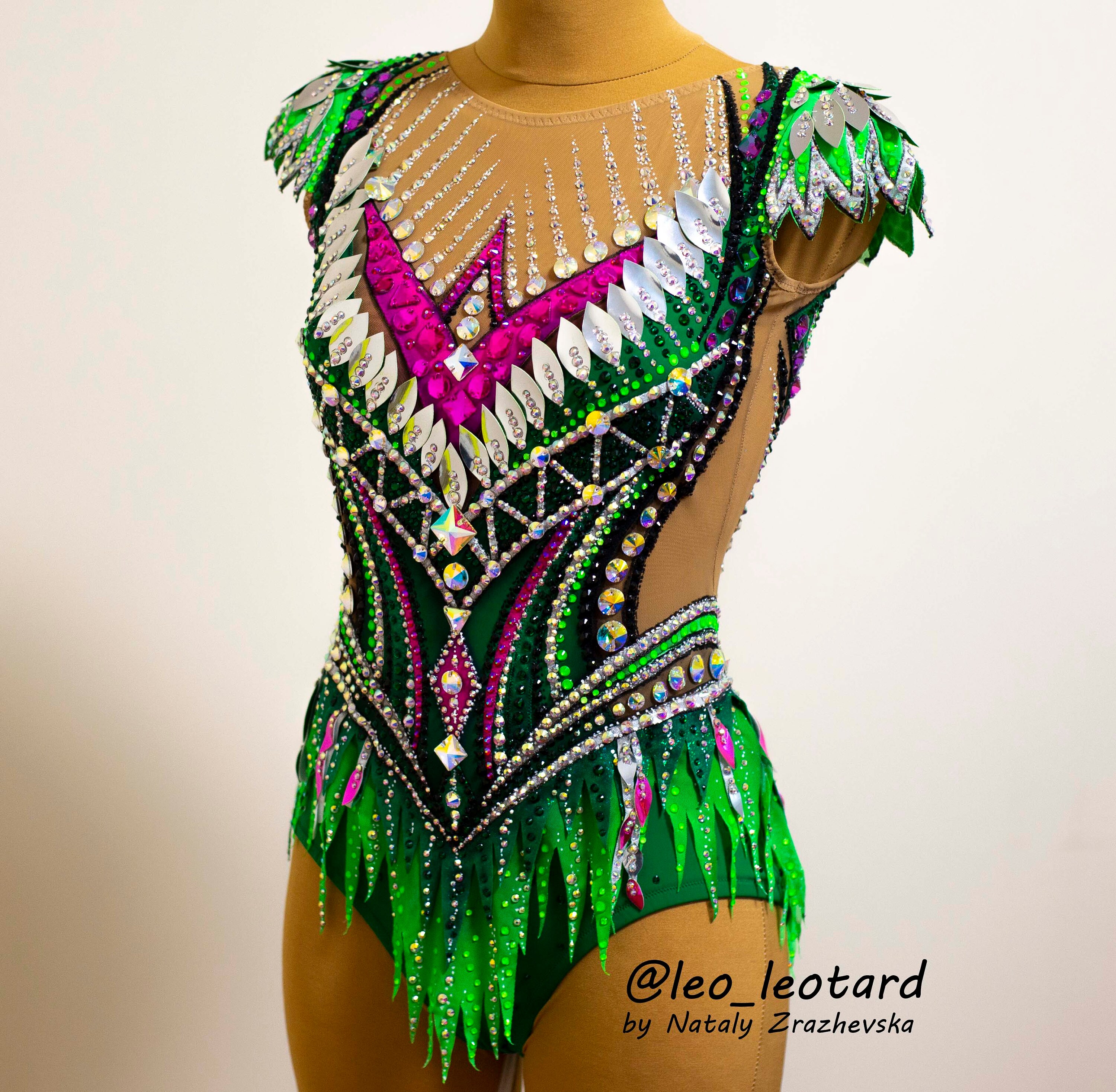 Rhythmic Gymnastics Leotard green Pink RG Leotard To Order Etsy