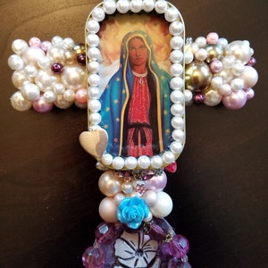 Our Lady of Guadalupe Wall Cross Handmade Nicho Shrine