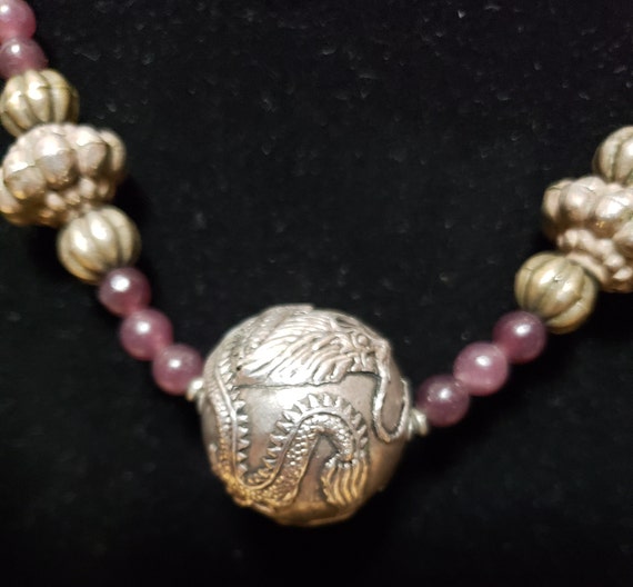 Vintage 1970's Lepidolite 925-10 Sterling Beads w… - image 2