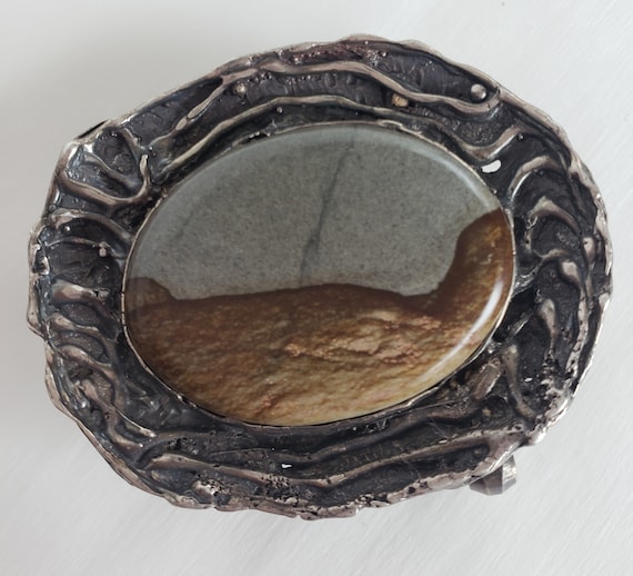 70's Picture Jasper Belt Buckle
