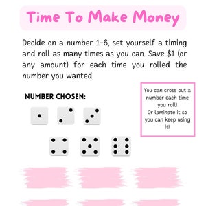 Time To Make Money Dice Savings Challenge | Digital Download | A6 and A5 | Cash Envelopes | Money Game