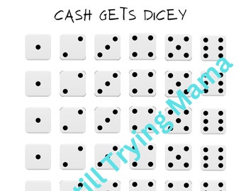 Dice Challenge | Cash Gets Dicey | Digital Download | Minimalist Roll The Dice Money Challenge | A6 Cash Envelopes