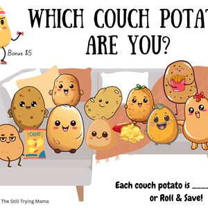 Couch Potato Savings Challenge | Digital Download | A5 Cash Envelopes | Budget Binder | Roll Dice & Save