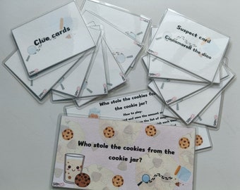 Cookie Mystery Savings Kit | Clue Cards & Suspect Cards | A6 Dashboard