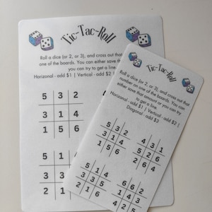 Tic-Tac-Roll-Würfel Spar-Challenge | Digitaler Download | A5 und A6 Bargeldumschläge | Geringes Budget