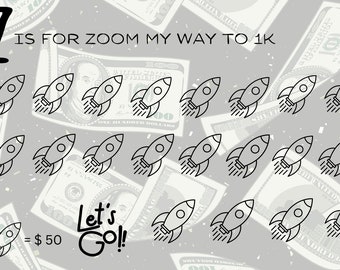 Zoom to 1K Savings Challenge for A6 Cash Envelopes | Printable | A6 Budget Binder | Budget Binder Insert | Cash Stuffing