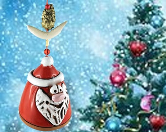 x-mas bell  Santa Claus with 40cm ornament rope to hang it up