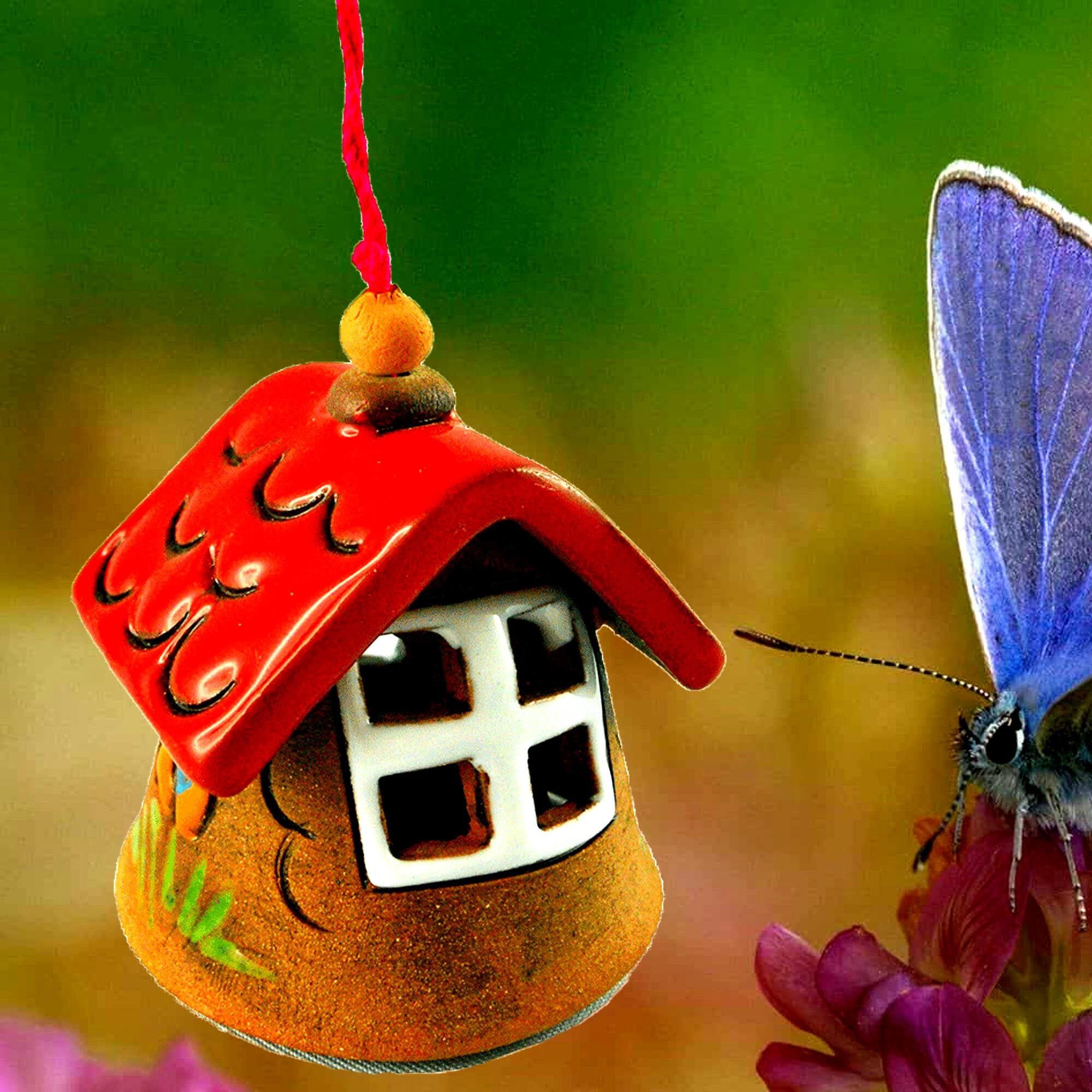 hand made Wind-bell in house shape - decoration for indoor and outdoor! not frost resistant!