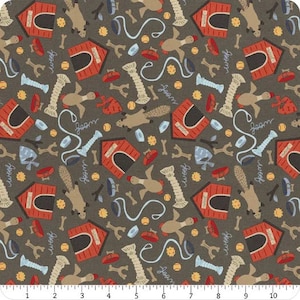 Dog Daze: Let&#39;s Play Grey- - Sold by the 1/4 Meter- Sold by the 1/4 Meter