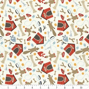 Dog Daze: Let&#39;s Play Cream- - Sold by the 1/4 Meter- Sold by the 1/4 Meter