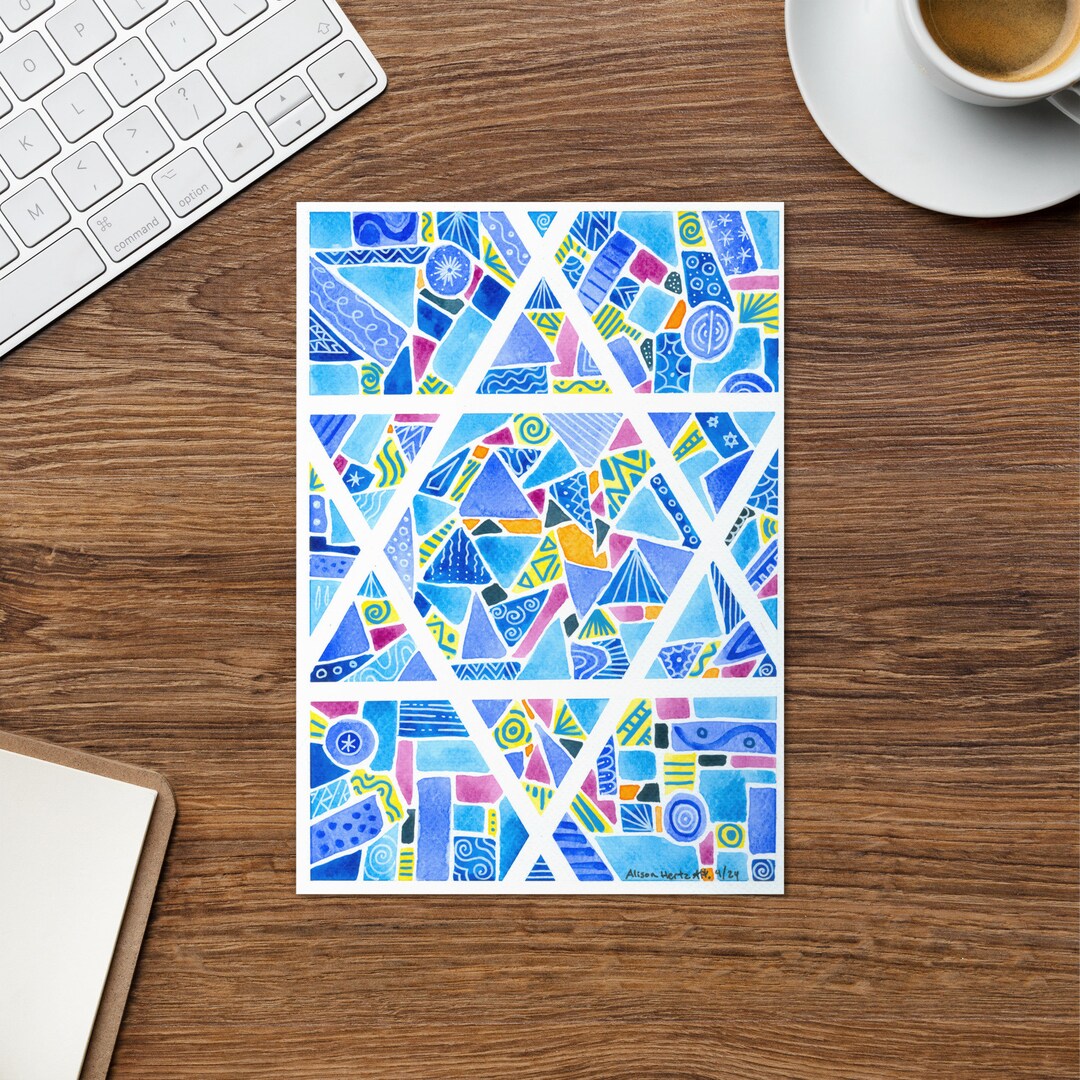 Star of David Watercolor Painting Greeting Card - Etsy