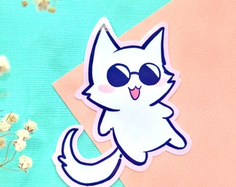 White Kitty Anime Meme Cute Sticker