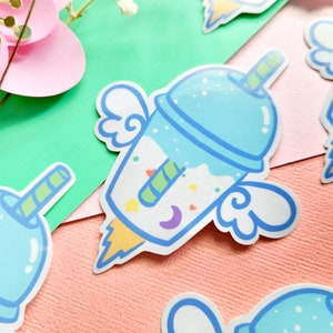 Rocket Boba Glitter Waterproof Sticker