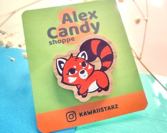Red Panda Cherry Wood Pin