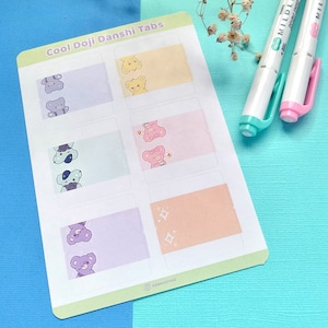 Doji Bears 折りたたみ整理タブ かわいい書き込み可能ステッカーシート A6