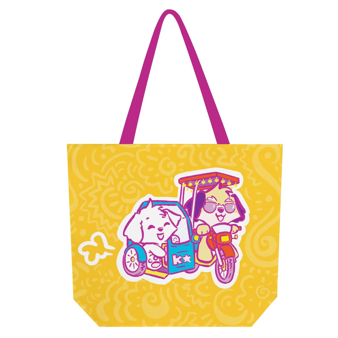 タラナ三輪車 マルチーズとヨーキーの子犬用トートバッグ ジッパー付き