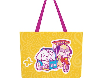 Tara Na Tricycle Maltese and Yorkie Puppy Tote Bag with zipper