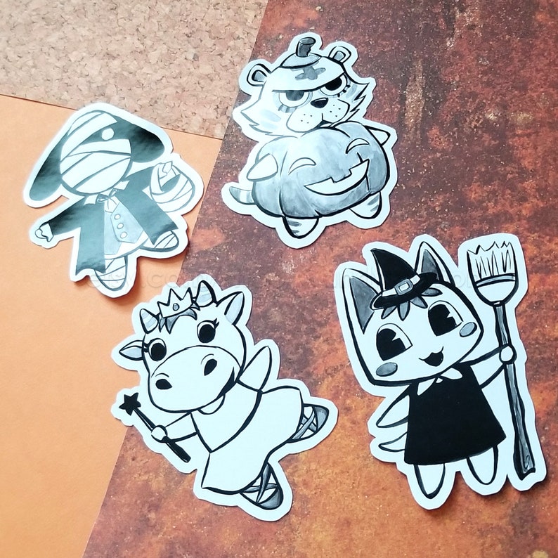 Halloween Inktober Animal Crossing Lucky Rosie Cute Glossy Etsy