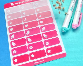 Magical Girl Labels Kawaii Writeable Stickersheet A6