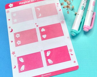 Magical Girl Folding Organization Tab Kawaii Writeable Stickersheet A6