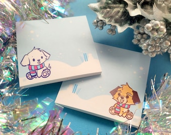 Winter Maltese and Yorkie Sticky Notes
