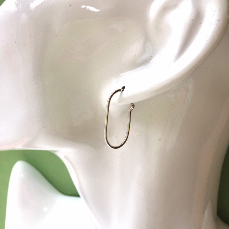 Minimal Contemporary Oval Hoops Rose Quartz Silver Oval Hoop Earrings Simple Eco Chic Hoop Convertible Earrings