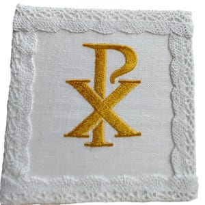 Travel Chalice Pall Hospital Chalice Pall 4&quot; or 5&quot; Choice of Pax, IHS or Upright Dove Handmade