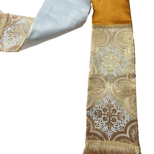 Handmade Clergy Chalice Gold Silk Stole Accented with Real Metal Portofino Fabric Priest Stole Great Gift for Your Priest
