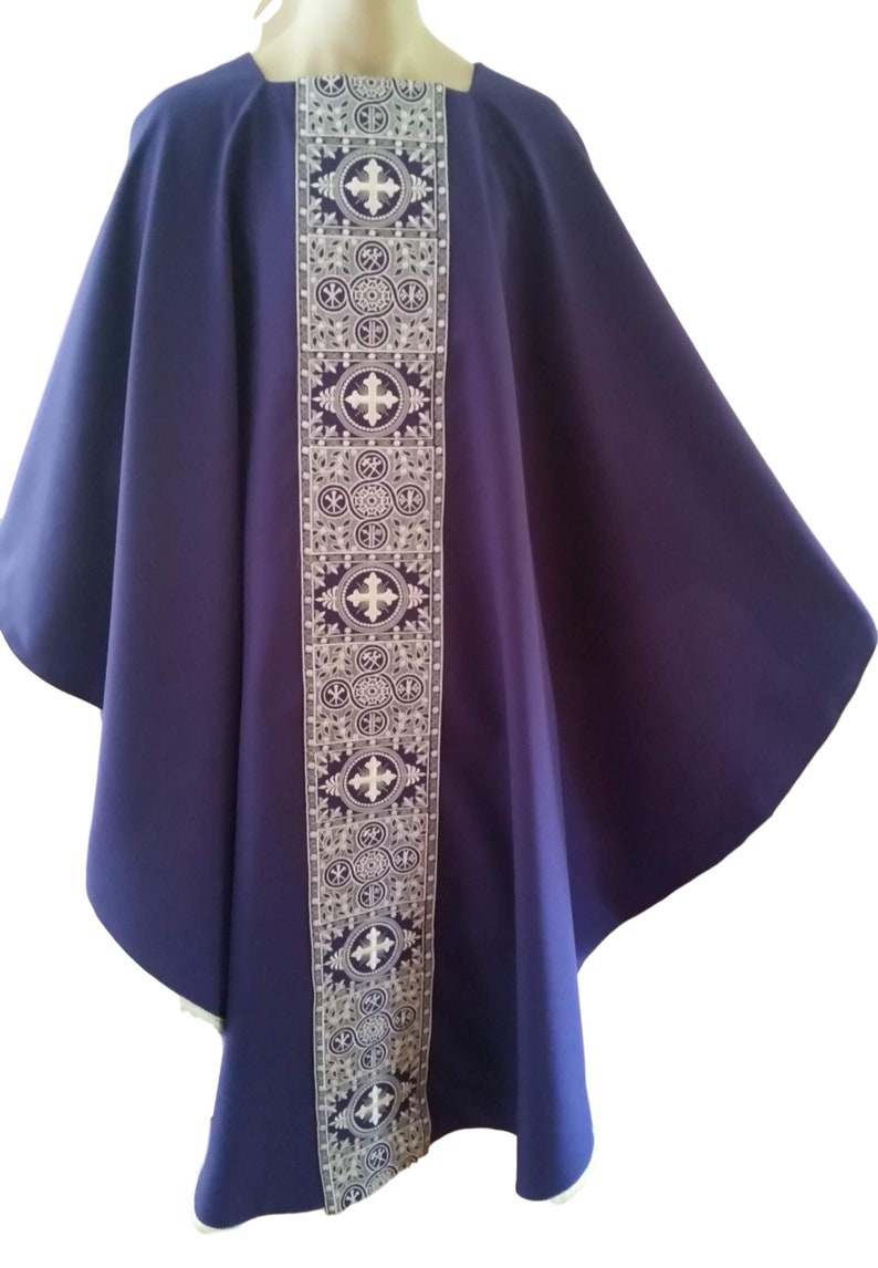 Handmade Purple Chasuble Vestment With 6 Wide Embroidered Banding Etsy