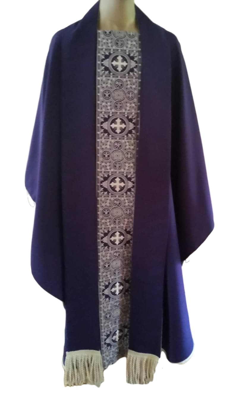 Handmade Purple Chasuble Vestment With 6 Wide Embroidered Banding Etsy