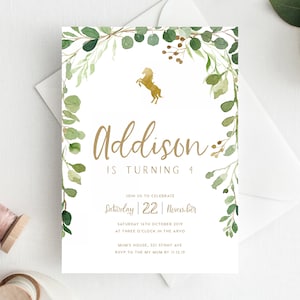 4th Birthday Invitation INSTANT DOWNLOAD fourth birthday invite, Horse Party, Pony, Riding, Horses, Ponies