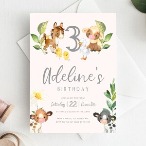 3rd Birthday Invitation INSTANT DOWNLOAD third birthday invite, Farm party Invite, Farm Animals, Country