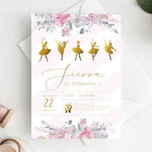 1st Birthday Invitation INSTANT DOWNLOAD first birthday invite, Editable Ballet Birthday Invite, Girls Birthday, Ballerina, Dance