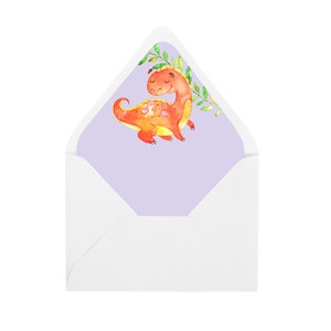 Dinosaur Envelope Liner INSTANT DOWNLOAD Envelope Liners, Birthday Invitation, A7 & Reply Size, Envelope Pattern, Envelope Printing