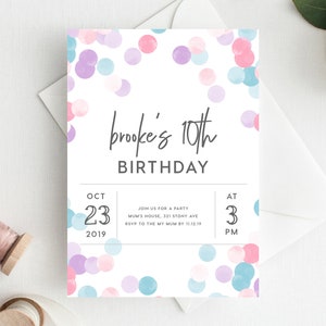 10th Birthday Invitation INSTANT DOWNLOAD tenth birthday invite,