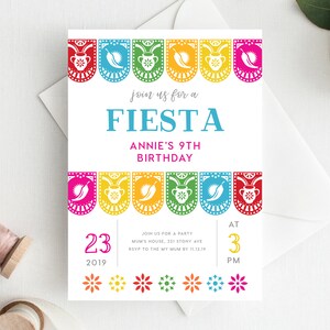 9th Birthday Invitation INSTANT DOWNLOAD ninth birthday invite, Fiesta party Invite, Llama, Mexican, Colourful
