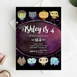 4th Birthday Invitation INSTANT DOWNLOAD fourth birthday invite, Spooky Party, Halloween, Ghosts, Scary