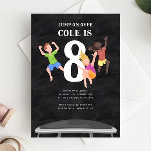 8th Birthday Invitation INSTANT DOWNLOAD eighth birthday invite, jump party, jumping castle, trampolines, jumping invite