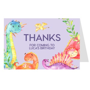 Dinosaur Bedankkaart INSTANT DOWNLOAD, Afdrukbare Bedankt Opmerking Tag, DIY Afdrukbare Decoraties, Templett, Verjaardag Bedankt Kaart