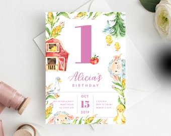 1st Birthday Invitation INSTANT DOWNLOAD first birthday invite, Farm party Invite, Farm Animals, Country
